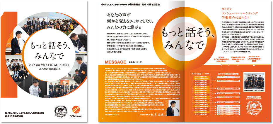 ダイキン・コンシューマ・マーケティング労働組合様 会社案内デザイン実績 A5中綴じ 12ページ