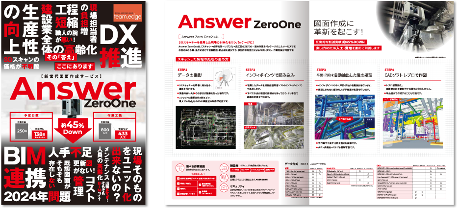 株式会社チーム・エッヂ様 会社案内デザイン実績 センター折り 4ページ